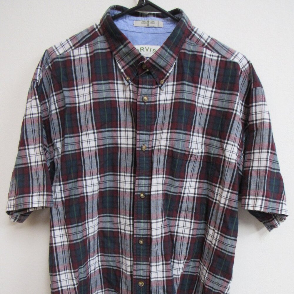 Orvis Multicolor Plaid Flannel Short-Sleeve Button Down Shirt XL